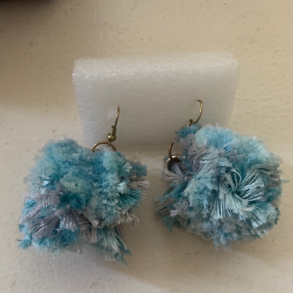 Blue puff earrings
